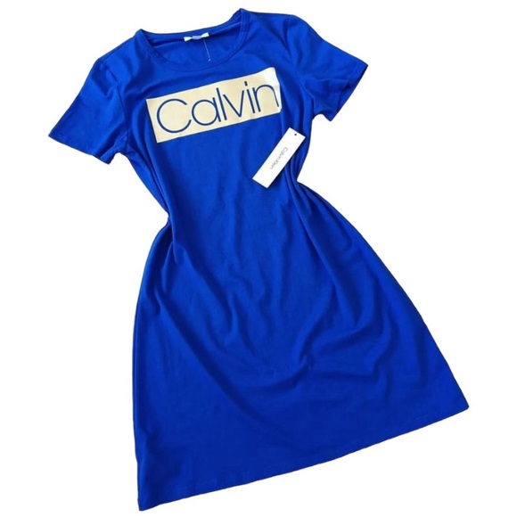 Calvin Klein Women's Short Sleeve Logo T-Shirt Dress - Picture 1 of 6